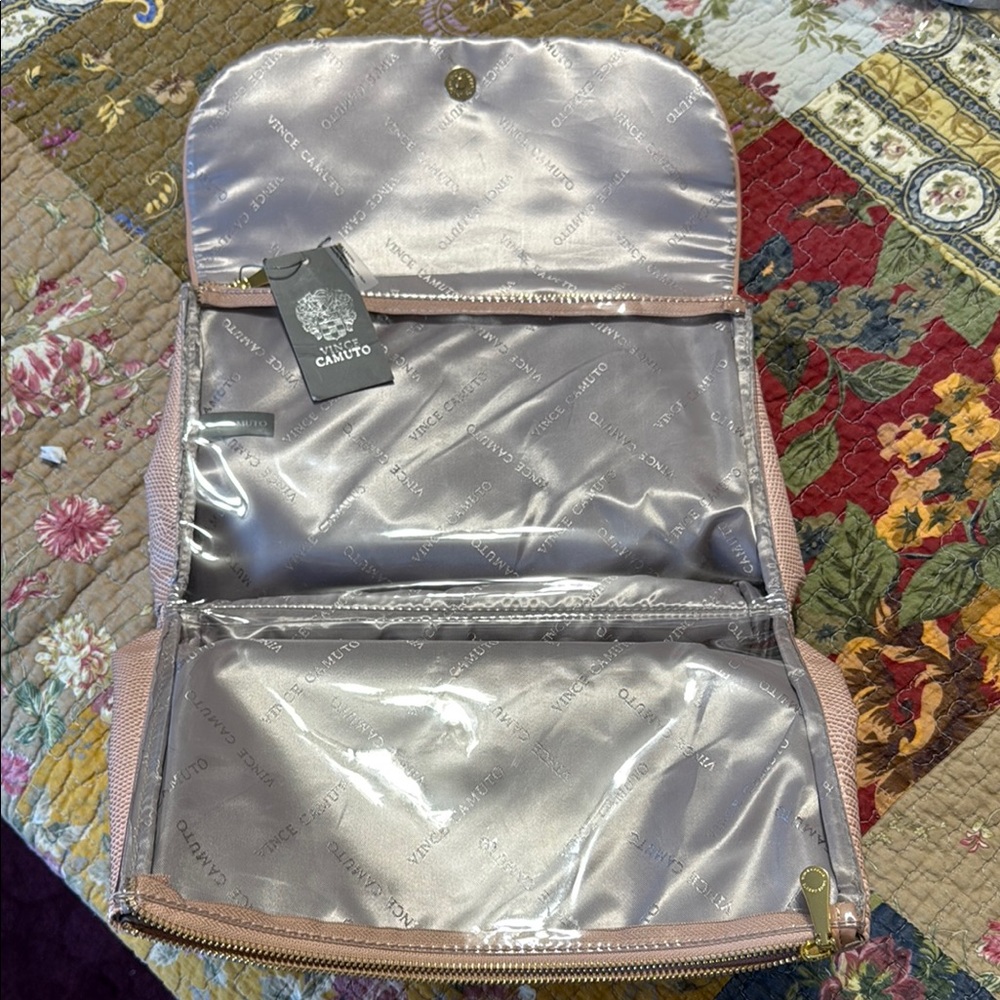 Vince Camuto Pink Cosmetic Bag with Textured Design - Picture 5 of 7